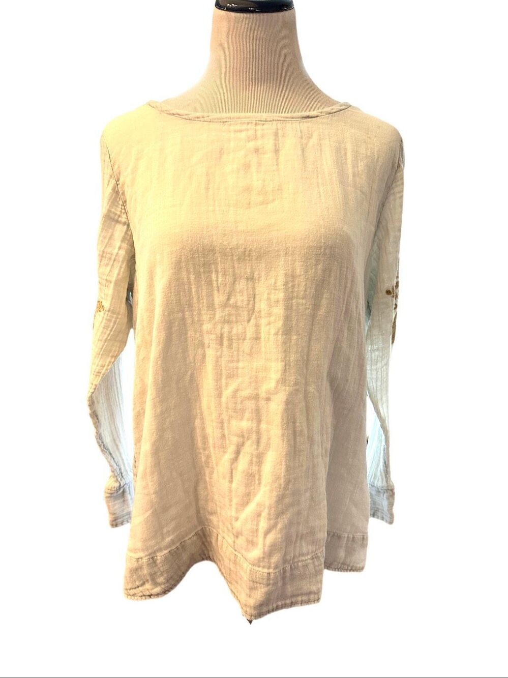Soft Surroundings Cotton Floral Embroidered Long Sleeve Top Sz XL